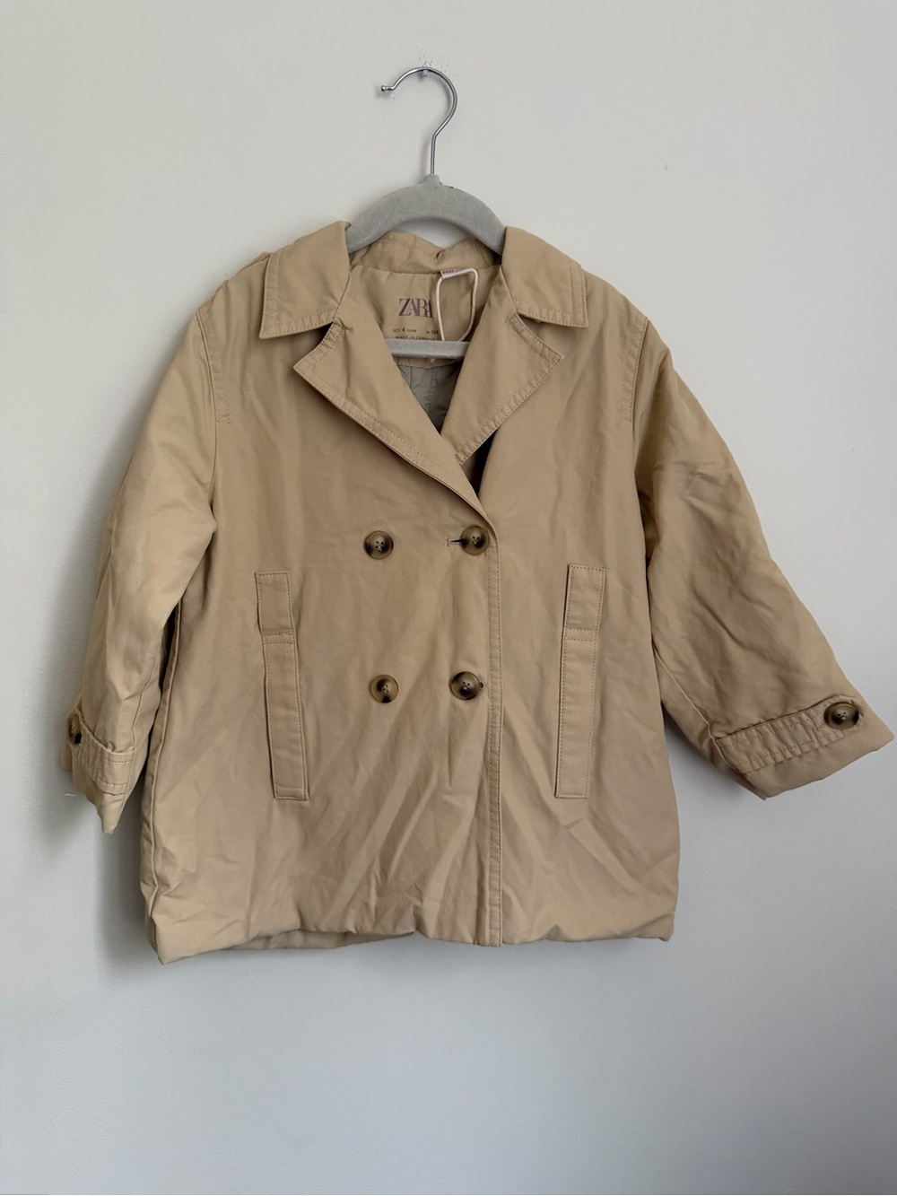 Zara Kids Beige Short Trench Coat (Size 4)
